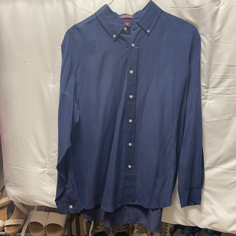 RedHouse brand silk/linen blend navy button down